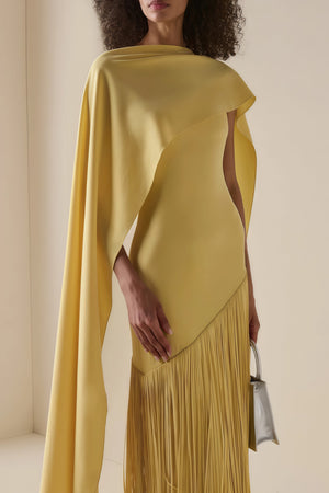 Apparat Fringed Maxi Dress with Shawl / Yellow
