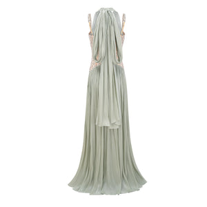 Aquarelle Rhinestone Panel Maxi Dress / Green