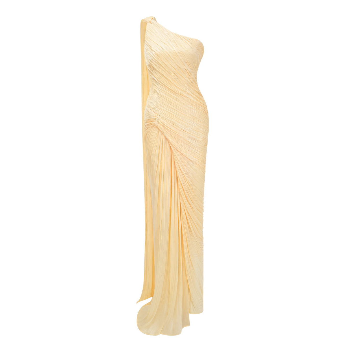 Cocon Asymmetrical Ruched Maxi Dress / Yellow