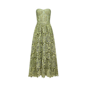 Lise Lace Floral Cut-out Midi Dress / Green