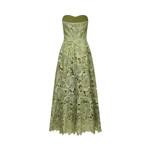 Lise Lace Floral Cut-out Midi Dress / Green