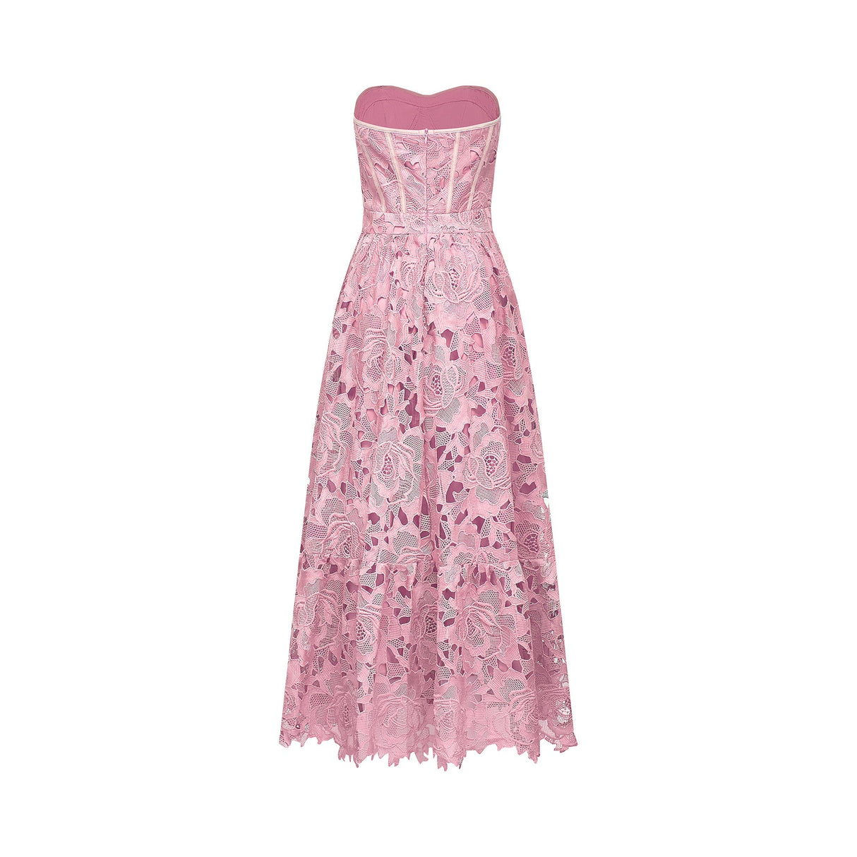 Lise Lace Floral Cut-out Midi Dress / Pink