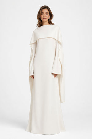Sommet Pearl Trim Shawl Detail Maxi Dress / White