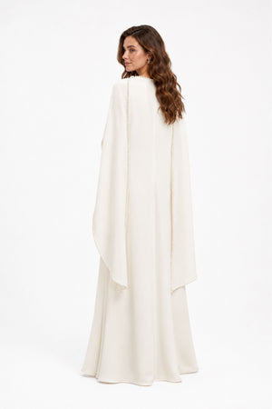 Sommet Pearl Trim Shawl Detail Maxi Dress / White