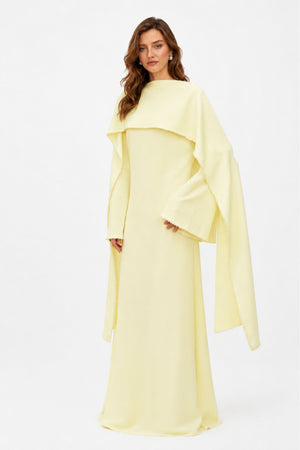 Sommet Pearl Trim Shawl Detail Maxi Dress / Yellow