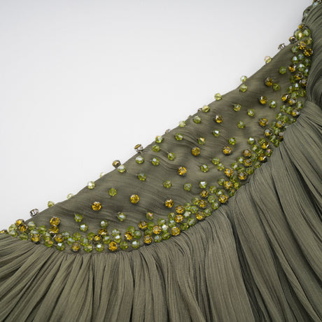 Tiphaine One Shoulder Ruched Maxi Dress / Green