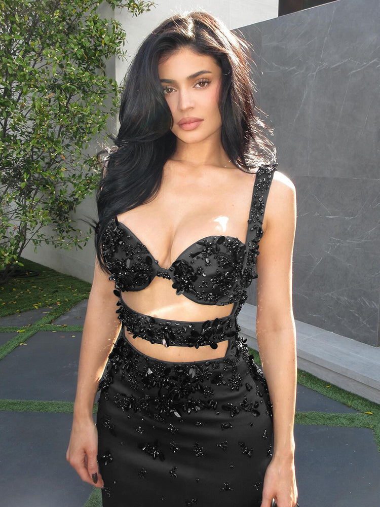 Aurohaya Léa Beaded Cut-Out Maxi Dress