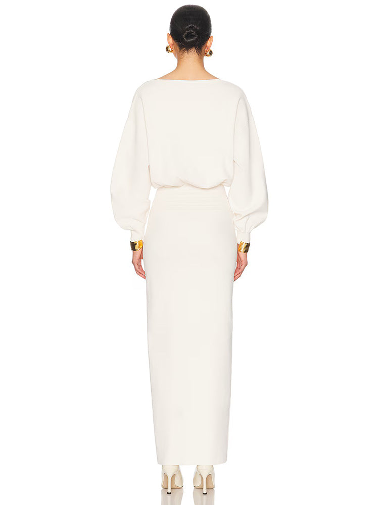 Aurohaya Édith Long Sleeve Knit Maxi Dress
