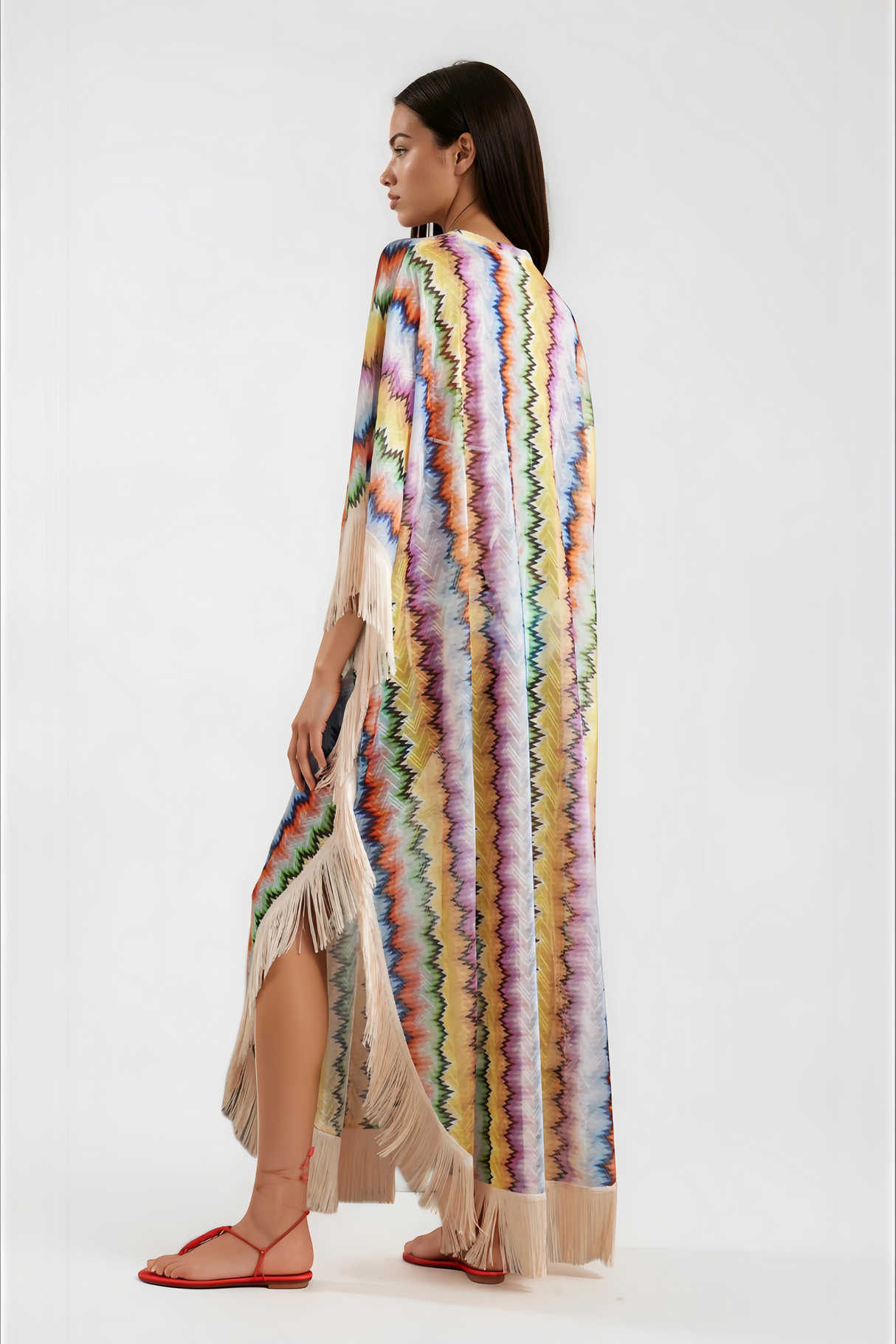 Aurohaya Milena Multicolor Wave Pattern Maxi Dress