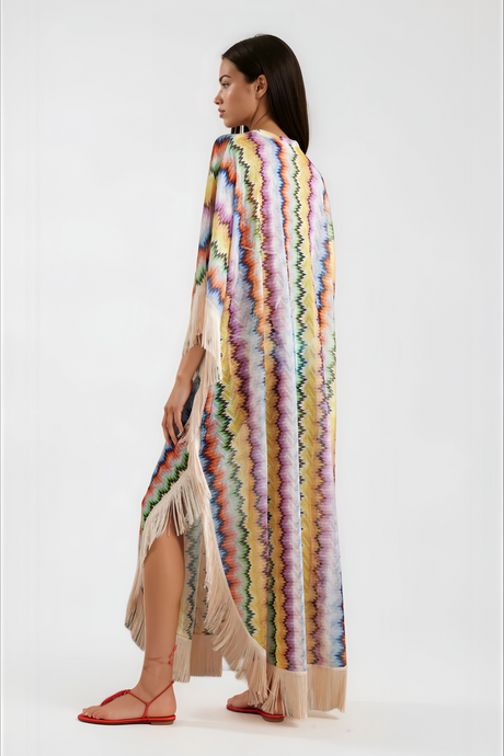Aurohaya Milena Multicolor Wave Pattern Maxi Dress