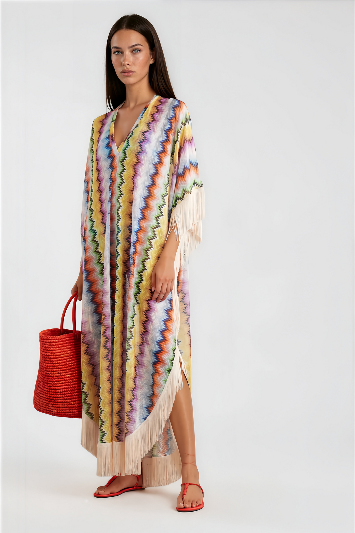 Aurohaya Milena Multicolor Wave Pattern Maxi Dress
