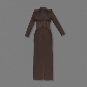 Aurohaya Laurence Mock Neck Corset Maxi Dress